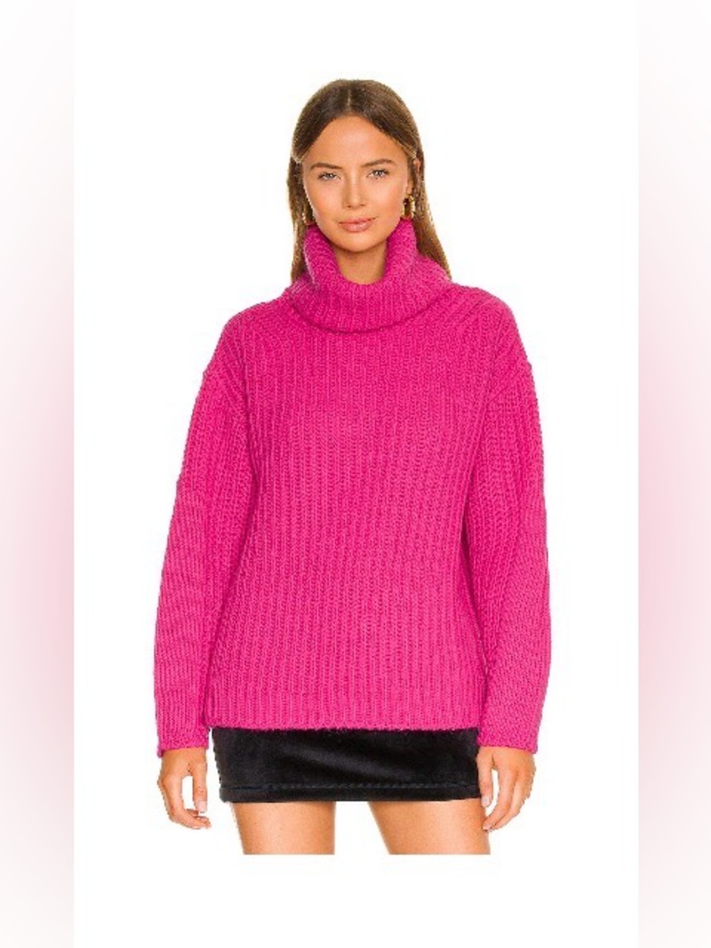 Revolve Essential Antwerp Hot Pink Chunky Knit Sweater Medium